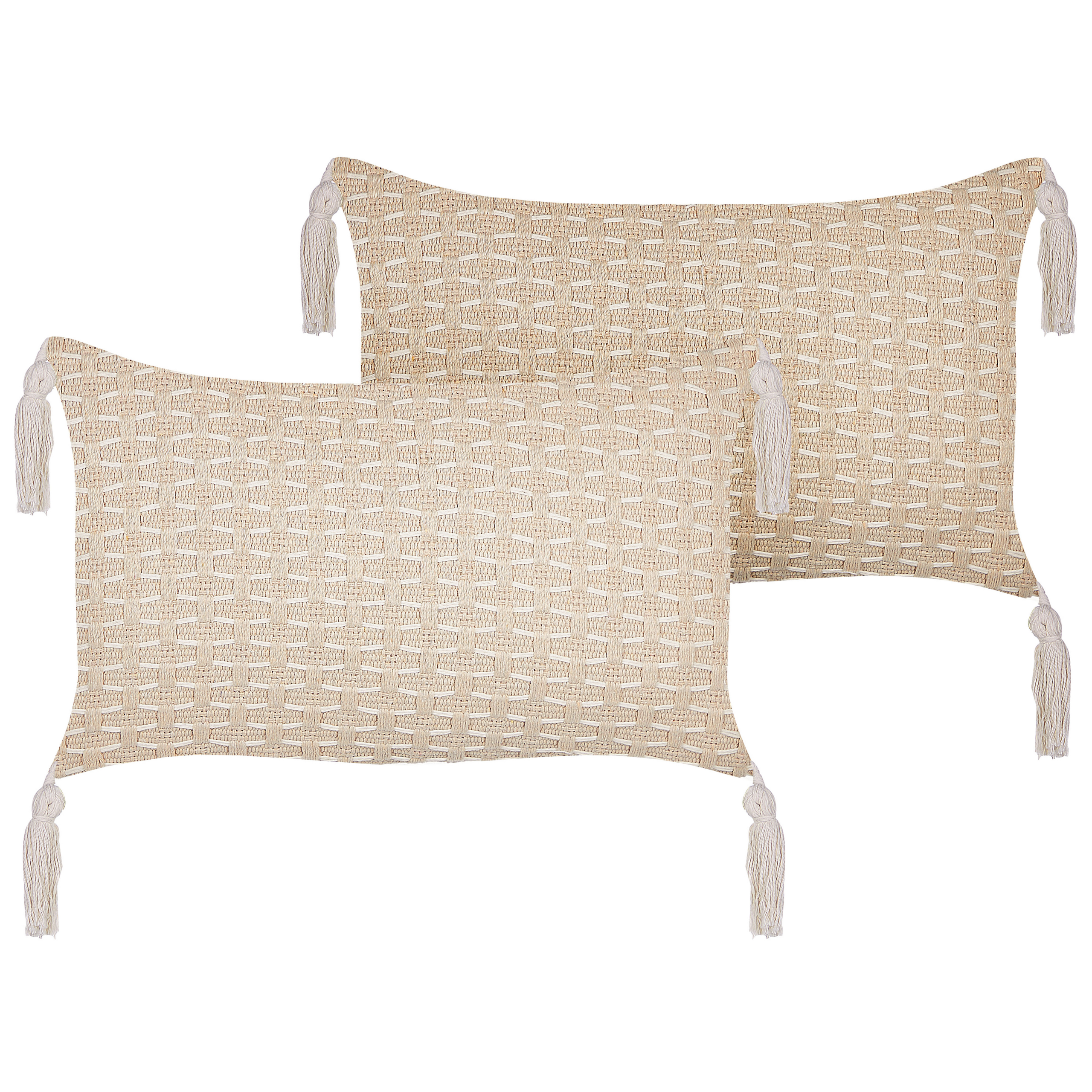Koristetyynysetti 2 kpl HAKONE 45 x 25 cm Vaaleanbeige Geometrinen kuvio