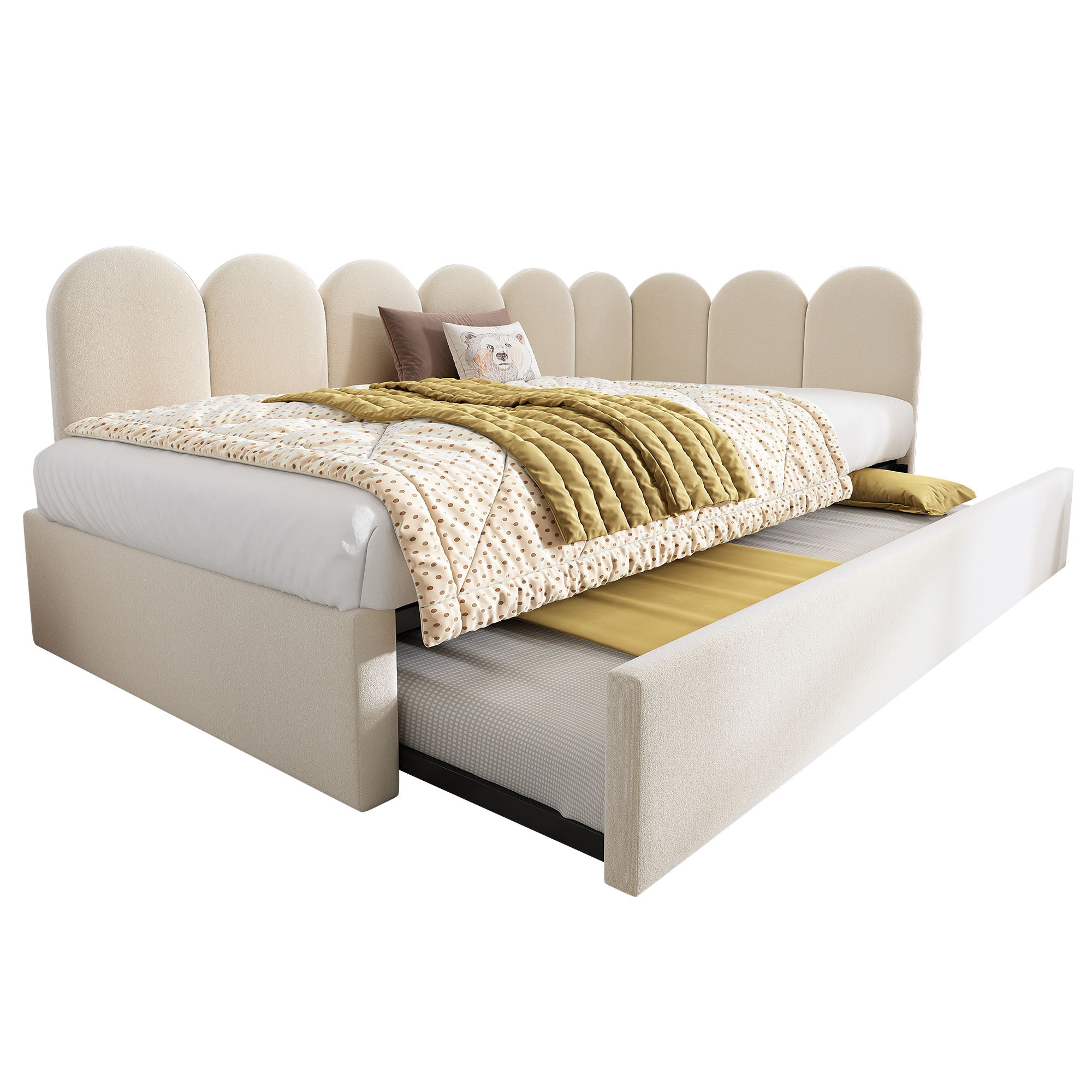 sänky 90x200 cm turva-aidat säädettävä säilytystila beige sametti
