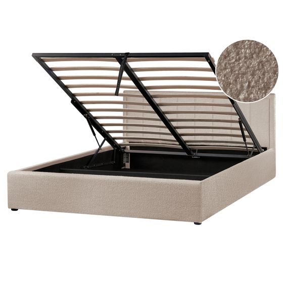 Sänky säilytystilalla buklee MONTLAUR 160 x 200 cm Ruskeanharmaa