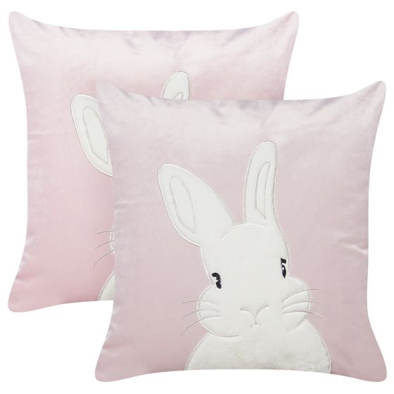 Koristetyynysetti 2 kpl IBERIS sametti 45 x 45 cm Vaaleanpunainen