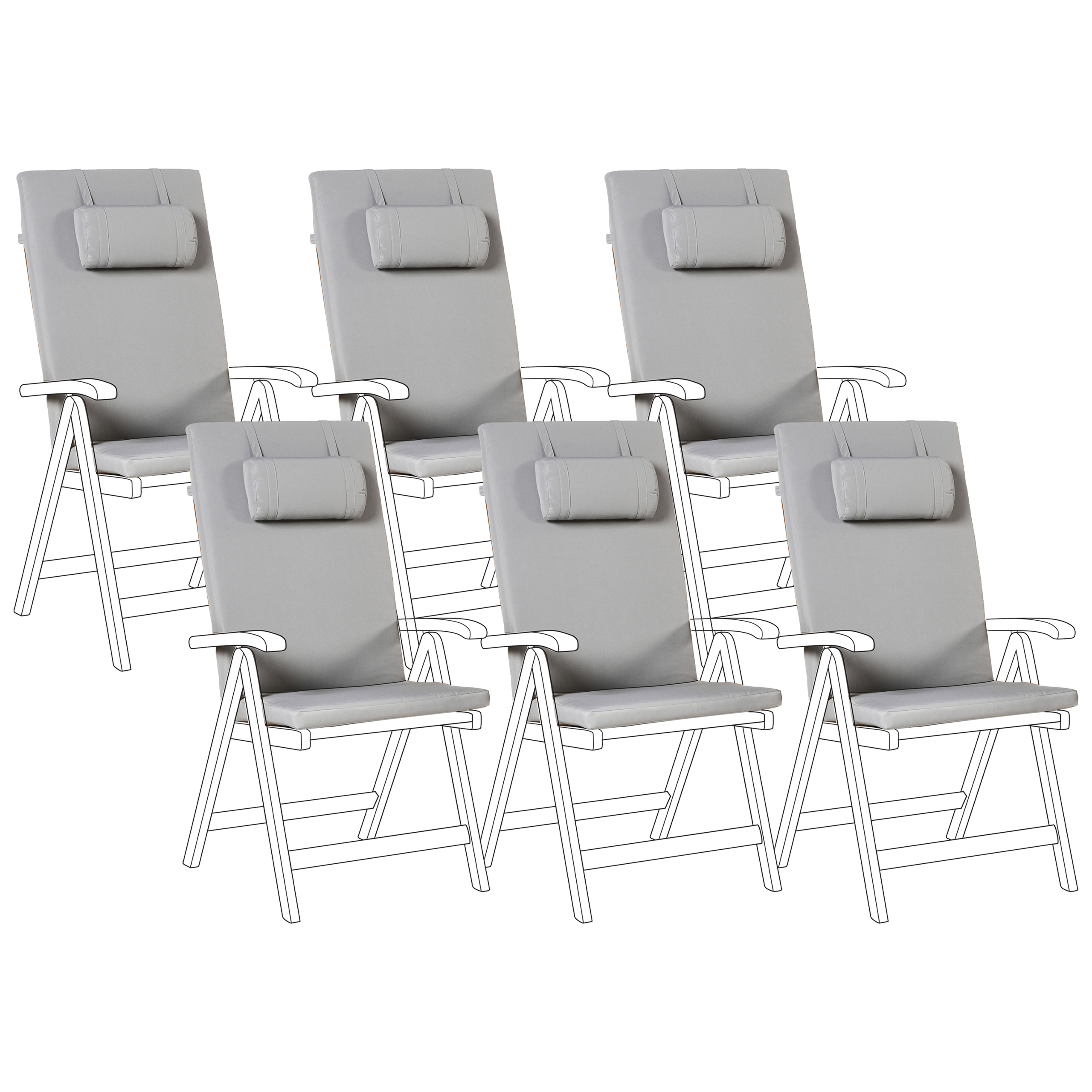 Selkä-/istuintyynysetti 6 kpl JAVA/AMANTEA PREMIUM 50 x 70 cm Vaaleanharmaa