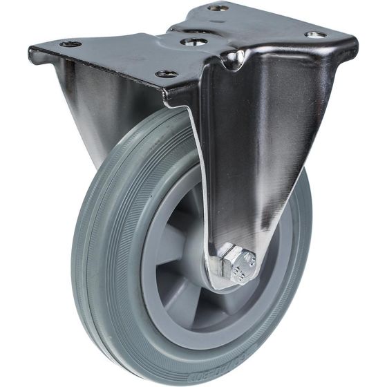 160mm 6" ruostumattomasta teräksestä valmistettu harmaa kumirosteri, kiinteä, 135kg.