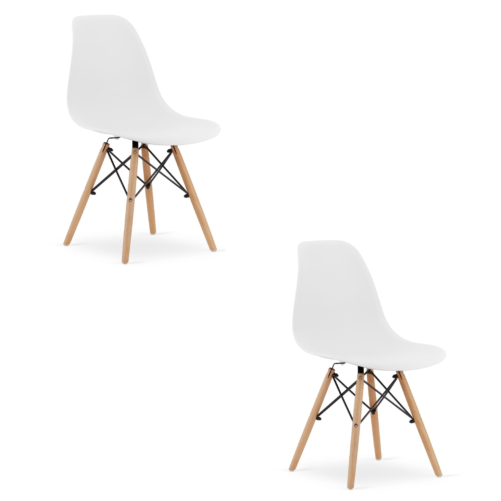 OSAKA-tuoli, valkoinen, luonnonväriset jalat (2 kpl)