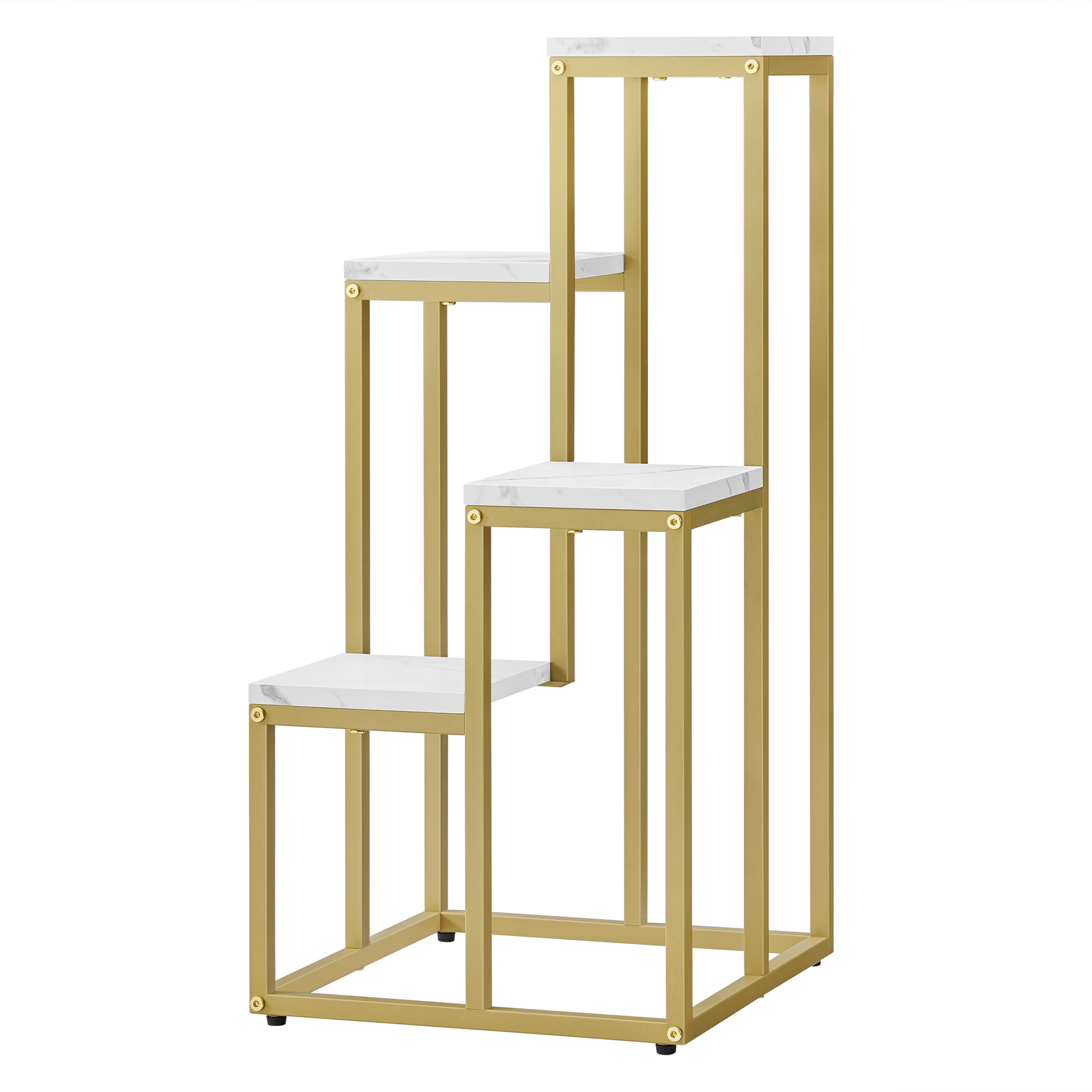 4-hyllyinen kukkateline - marmori / kultaiset jalat