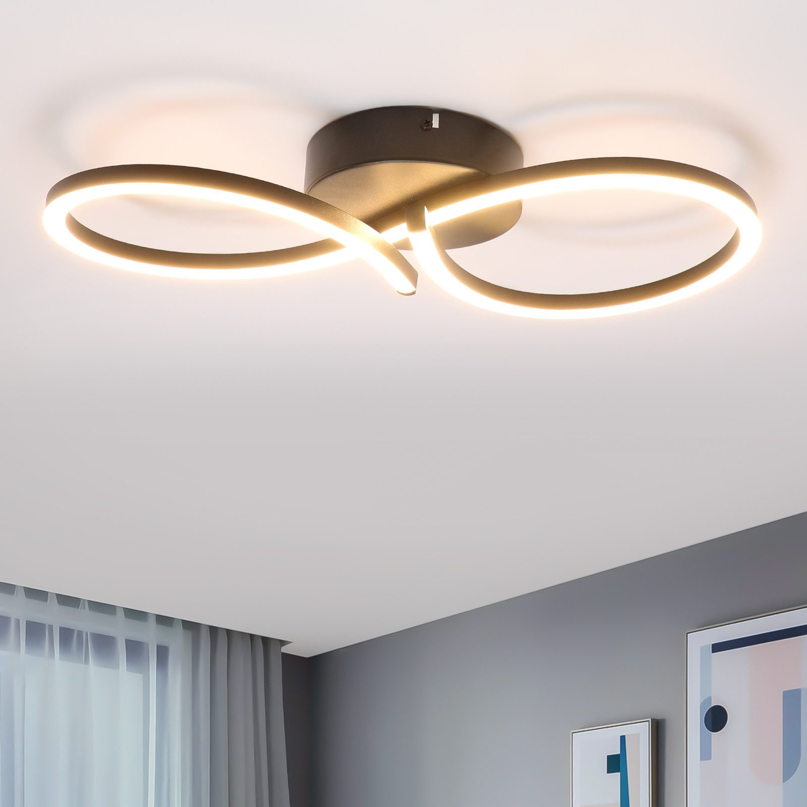 NETTLIFE LED - kattovalaisin, olohuoneeseen, 24W, moderni, luova, musta Keittiövalaisin, 3000K, lämmin Valkoinen