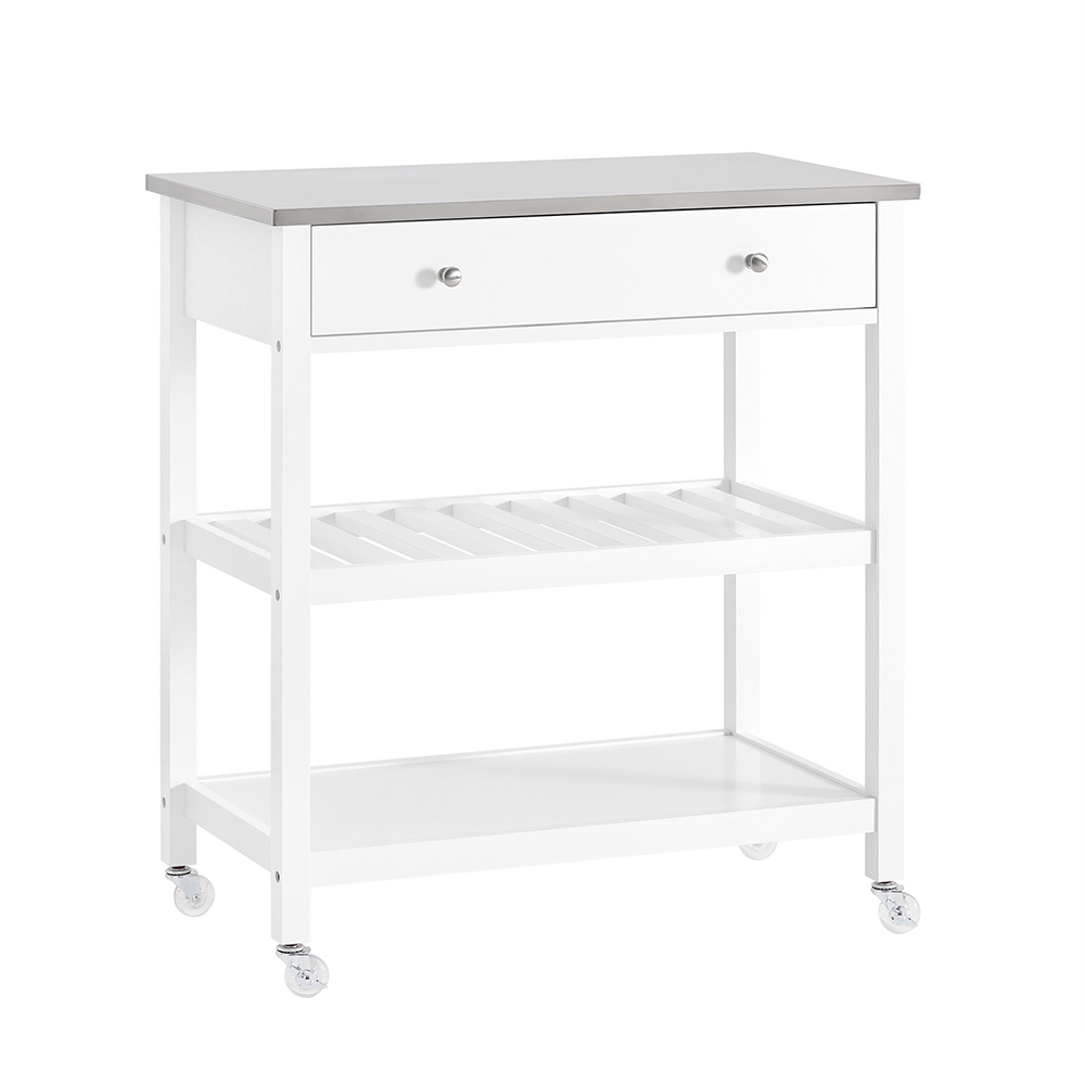 SoBuy Keittiösaari pyörillä valkoinen ruostumattomasta teräksestä 81x90x45 cm FKW47-II-W
