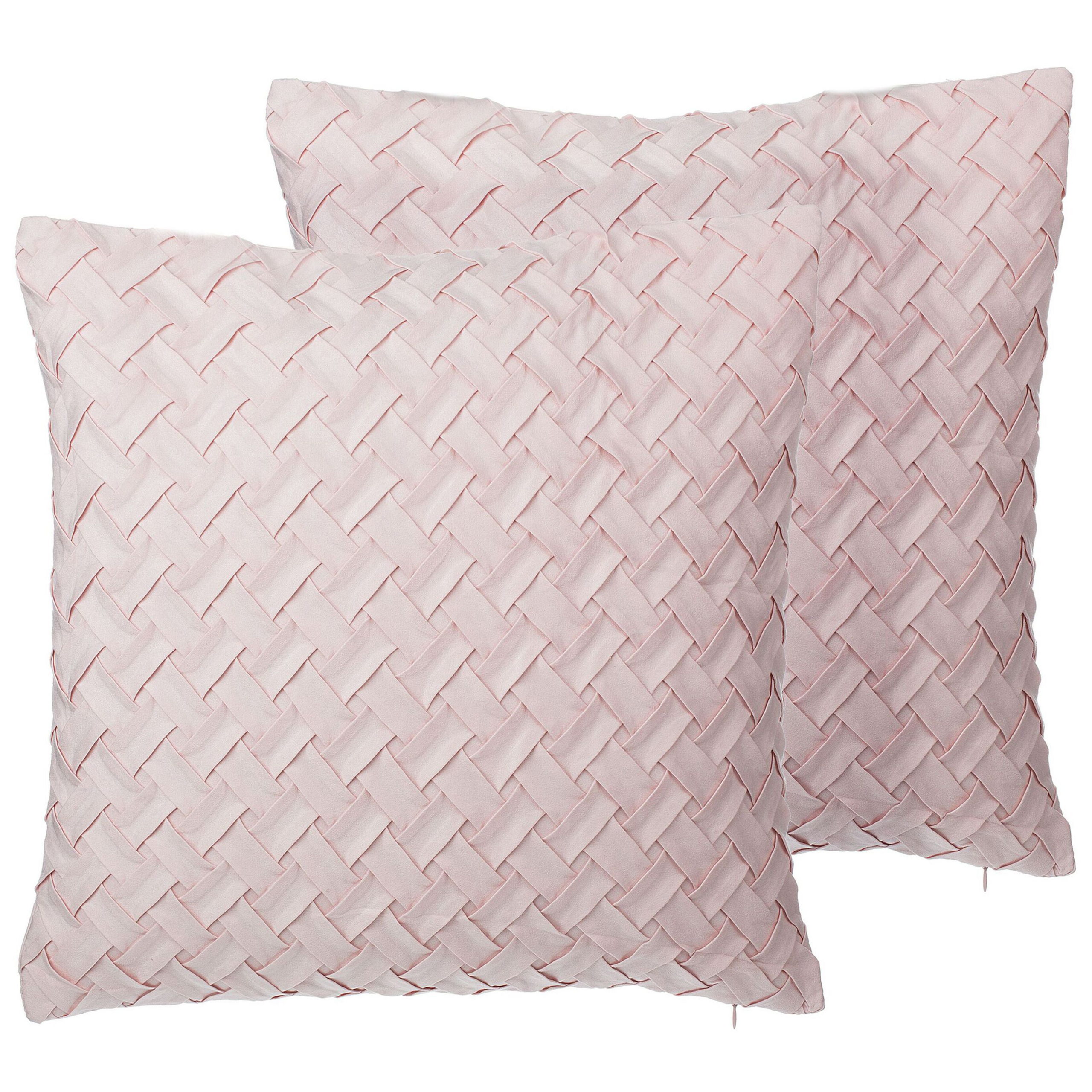 Koristetyynysetti 2 kpl TITHONIA 45 x 45 cm Vaaleanpunainen Siksak-kuvio