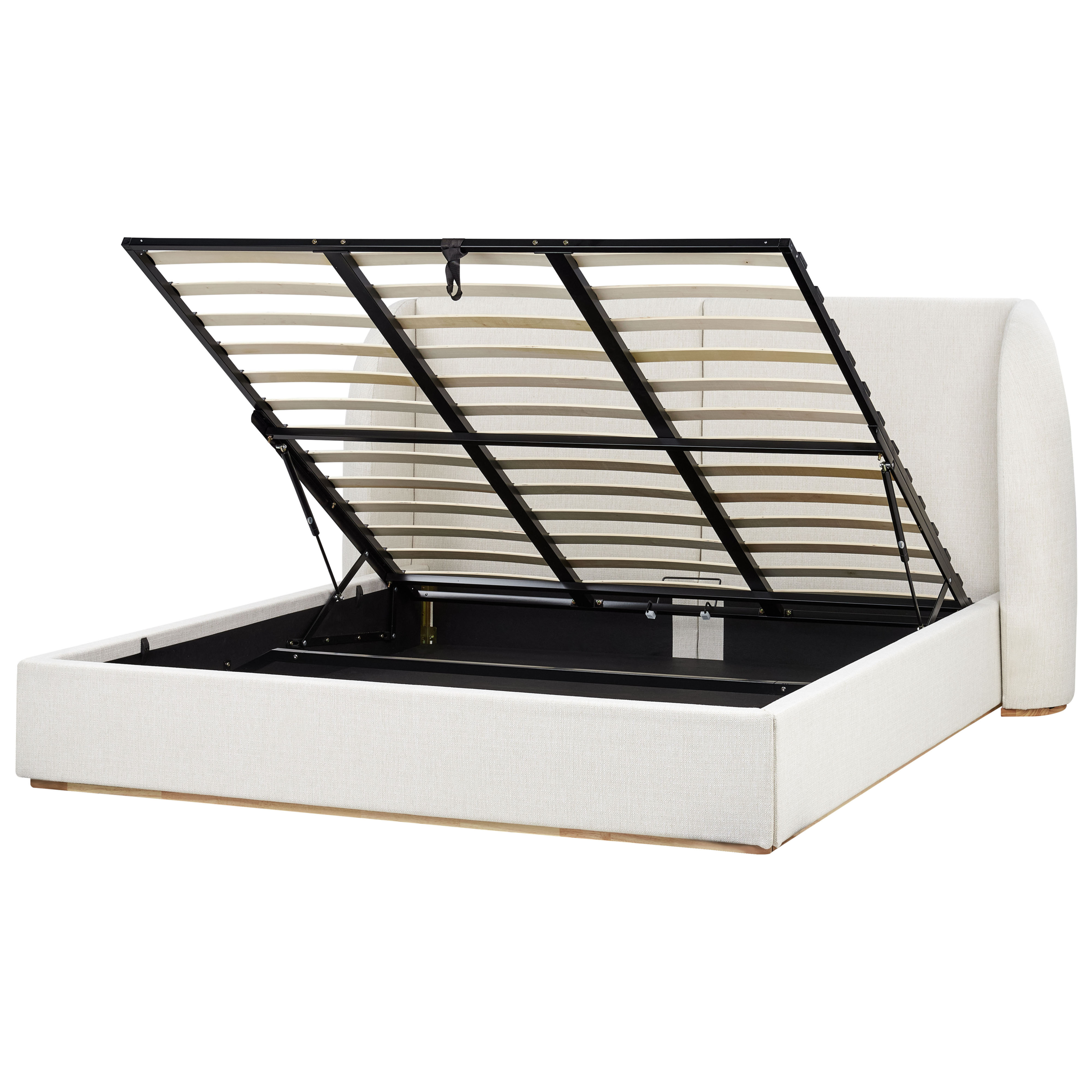 Sänky säilytystilalla kangas MONESTIER 180 x 200 cm Luonnonvalkoinen