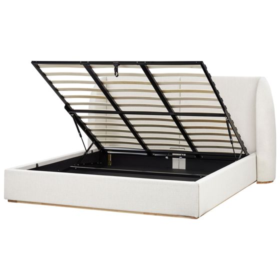 Sänky säilytystilalla kangas MONESTIER 180 x 200 cm Luonnonvalkoinen