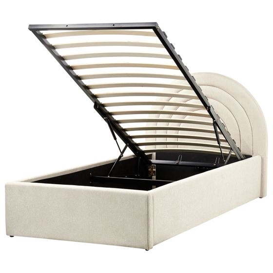 Sänky kangas säilytystila beige 90 x 200 cm ANET