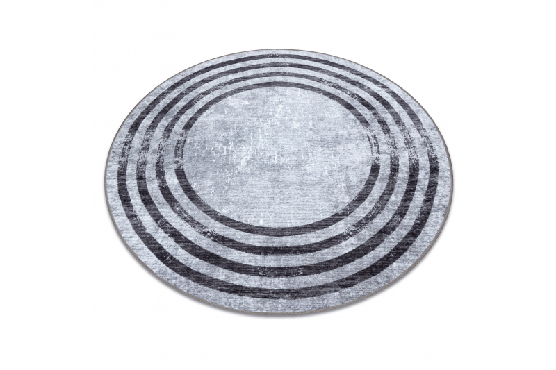 MIRO 51231.806 pyöreä matto Linjat liukumaton - harmaa / musta pyöreä 80 cm