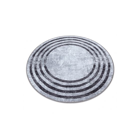 MIRO 51231.806 pyöreä matto Linjat liukumaton - harmaa / musta pyöreä 80 cm