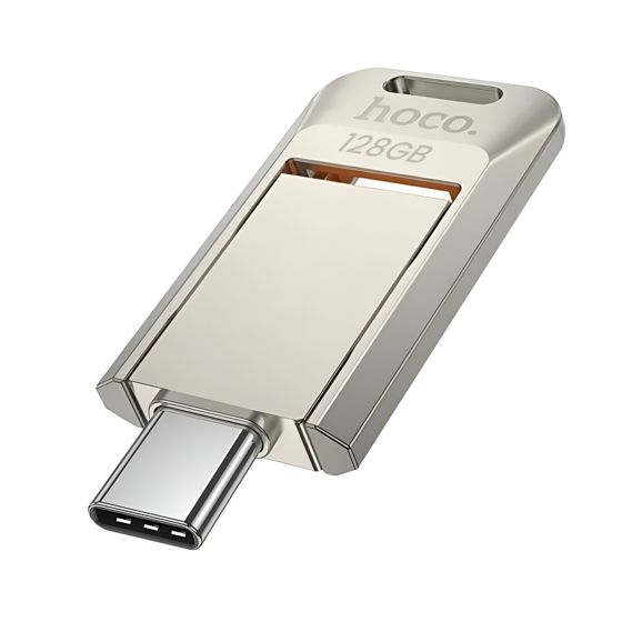 USB / USB-C -muistitikku 128 Gt nopeaan tiedonsiirtoon 150 Mt/s, kääntyvä muotoilu