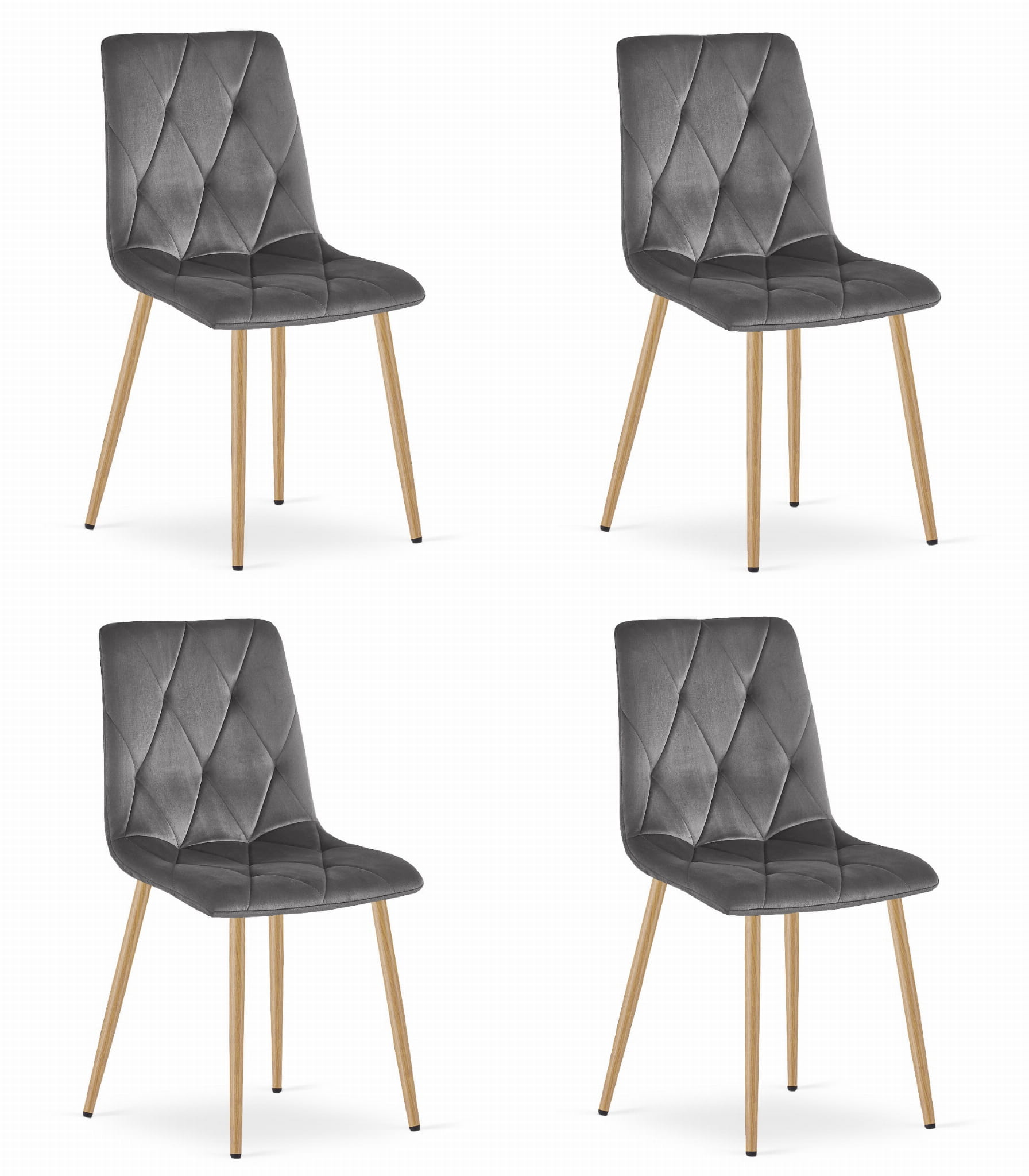 OSKAR LIBRA, tuoli, tummanharmaa sametti, puujalat (4 kpl)