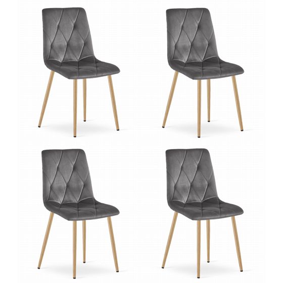 OSKAR LIBRA, tuoli, tummanharmaa sametti, puujalat (4 kpl)