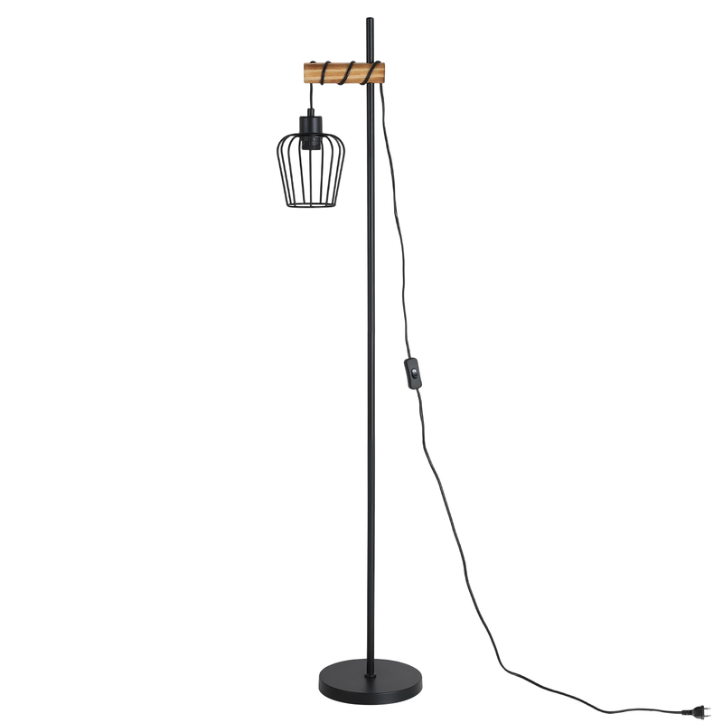 NETTLIFE puinen lattiavalaisin Vintage-lattiavalaisin: Musta olohuoneen lattiavalaisin E27-kanta 146 cm (ilman lamppua)