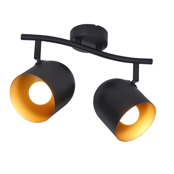 NETTLIFE Kattovalaisin E14 mustakultainen kattokohdevalaisin eteiseen teollisuustyylinen vintage - tyylinen säädettävä ilman polttimoa 350° säädettävä