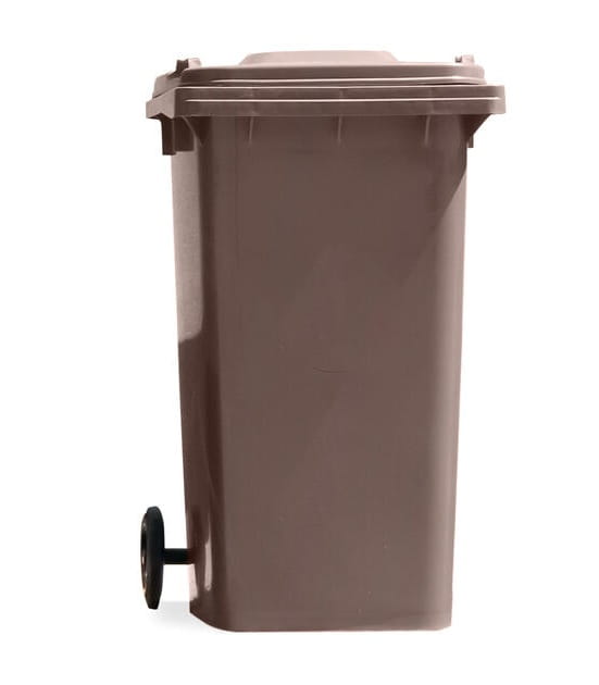 Luomuruskea pyörillä oleva roskakori 240 l