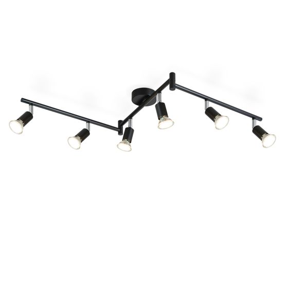 NETTLIFE 6 mustaa GU10- metallista kattokohdevaloa, 330° käännettävissä, keittiöön, olohuoneeseen, makuuhuoneeseen