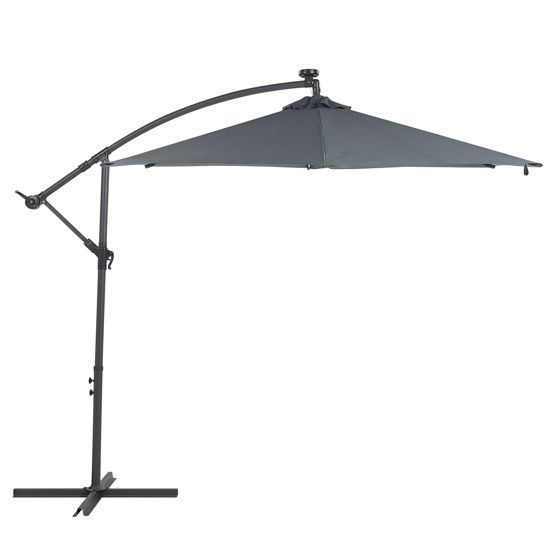 Riippuva aurinkovarjo LED-valo 285 cm CORVAL Grafiitinharmaa