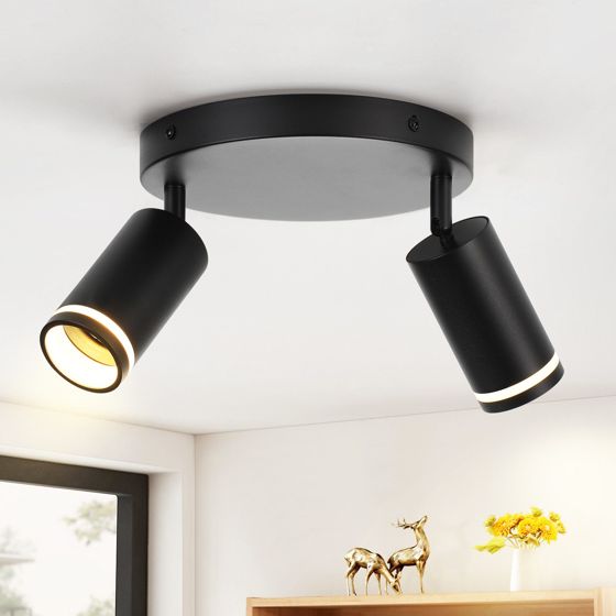 NETTLIFE LED - kattovalaisin 2 liekkiä - musta kattovalaisin GU10 kääntyvä kohdevalo puinen ilman lamppua