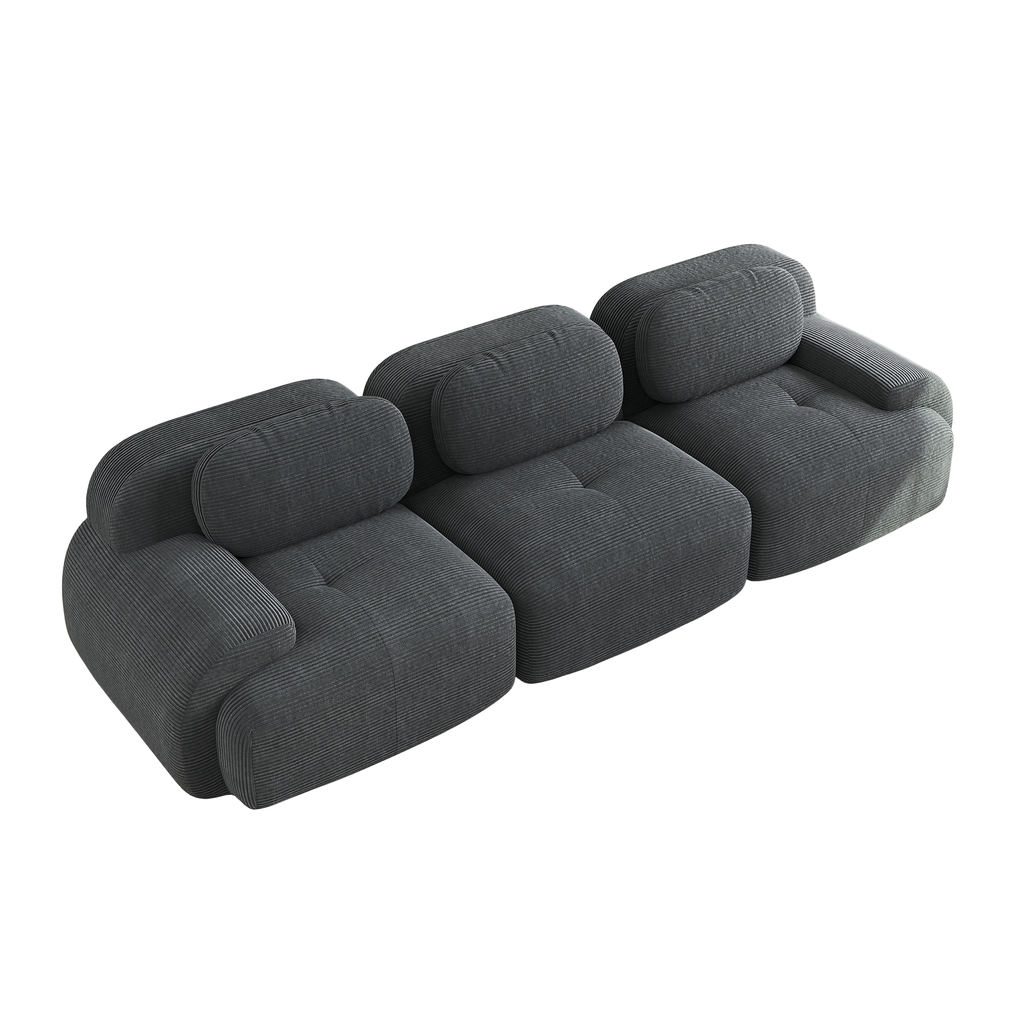 moduulisohva 3-paikkainen harmaa korduroy ergonominen rutschfest