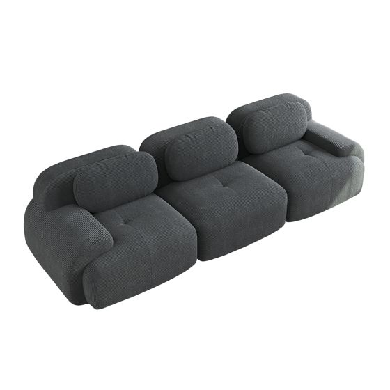 moduulisohva 3-paikkainen harmaa korduroy ergonominen rutschfest