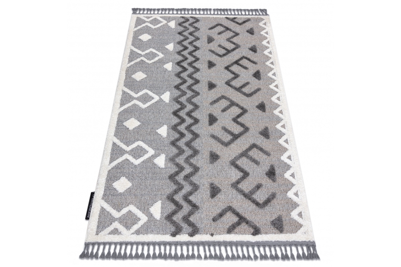 Matto MAROC P659 Aztec, etno harmaa Tupsut berbery Marokkolainen shaggy 120x170 cm