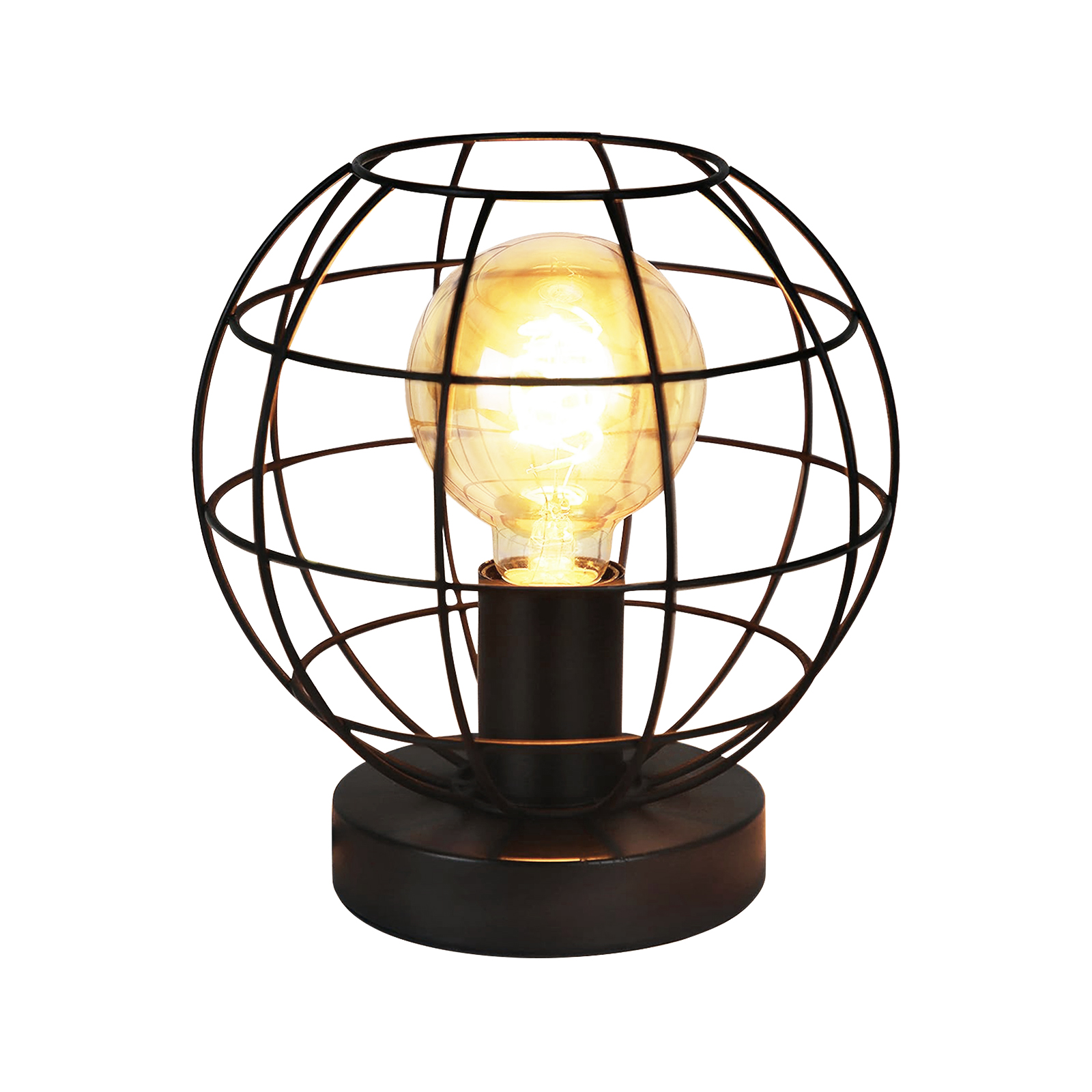 NETTLIFE Vintage, musta, pöytävalaisin - retro, yövalaisin, E27- kanta, metallinen, teollinen, sisustus - max 40w - ilman, lamppua