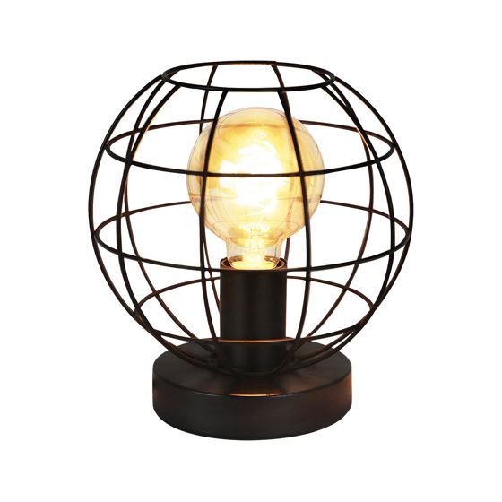 NETTLIFE Vintage, musta, pöytävalaisin - retro, yövalaisin, E27- kanta, metallinen, teollinen, sisustus - max 40w - ilman, lamppua