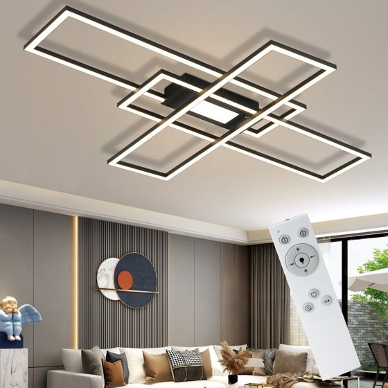 NETTLIFE LED - kattovalaisin, olohuoneen Valaisin, musta, moderni, himmennettäväValaisin Kaukosäätimellä, 50 W, makuuhuoneeseen, suuri Keittiöön