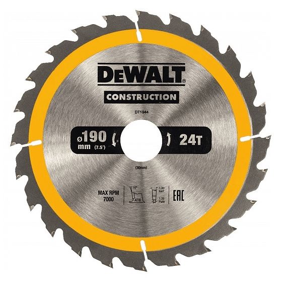 DeWalt Construction -Pyörösahanterä 190x30 mm, 24 hammasta