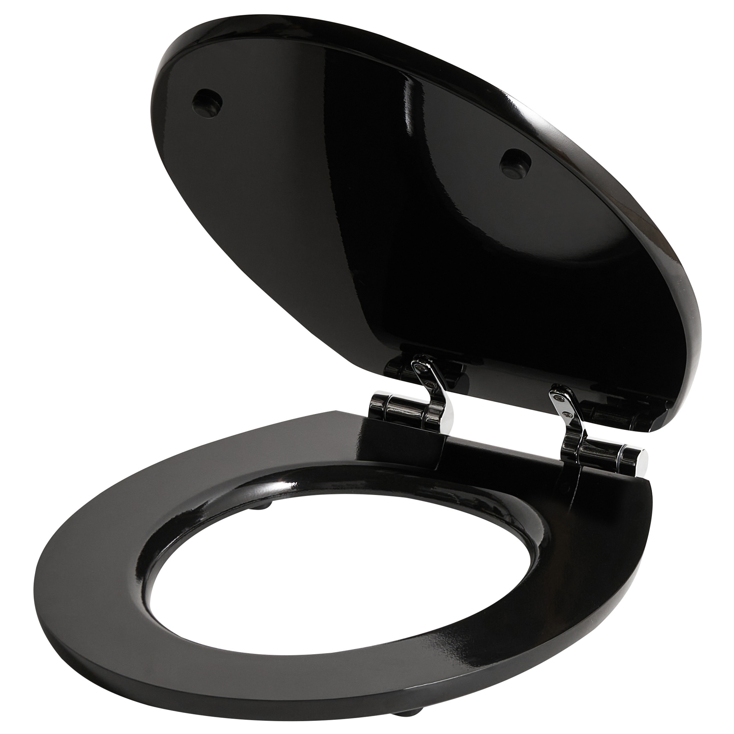 WC-istuinkansi INIRIDA pehmeästi sulkeutuva MDF-levy Musta