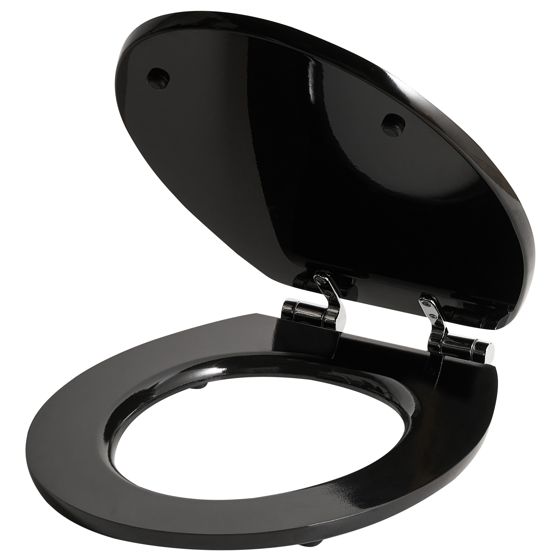 WC-istuinkansi INIRIDA pehmeästi sulkeutuva MDF-levy Musta