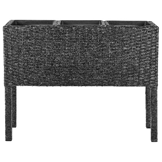 Korotettu kukkaruukku CARAGANA polyrottinki 77 cm Musta