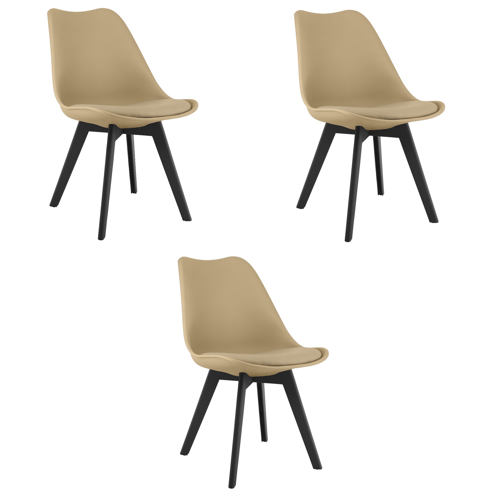 MARK-tuoli, tummanbeige, mustat jalat (3 kpl)