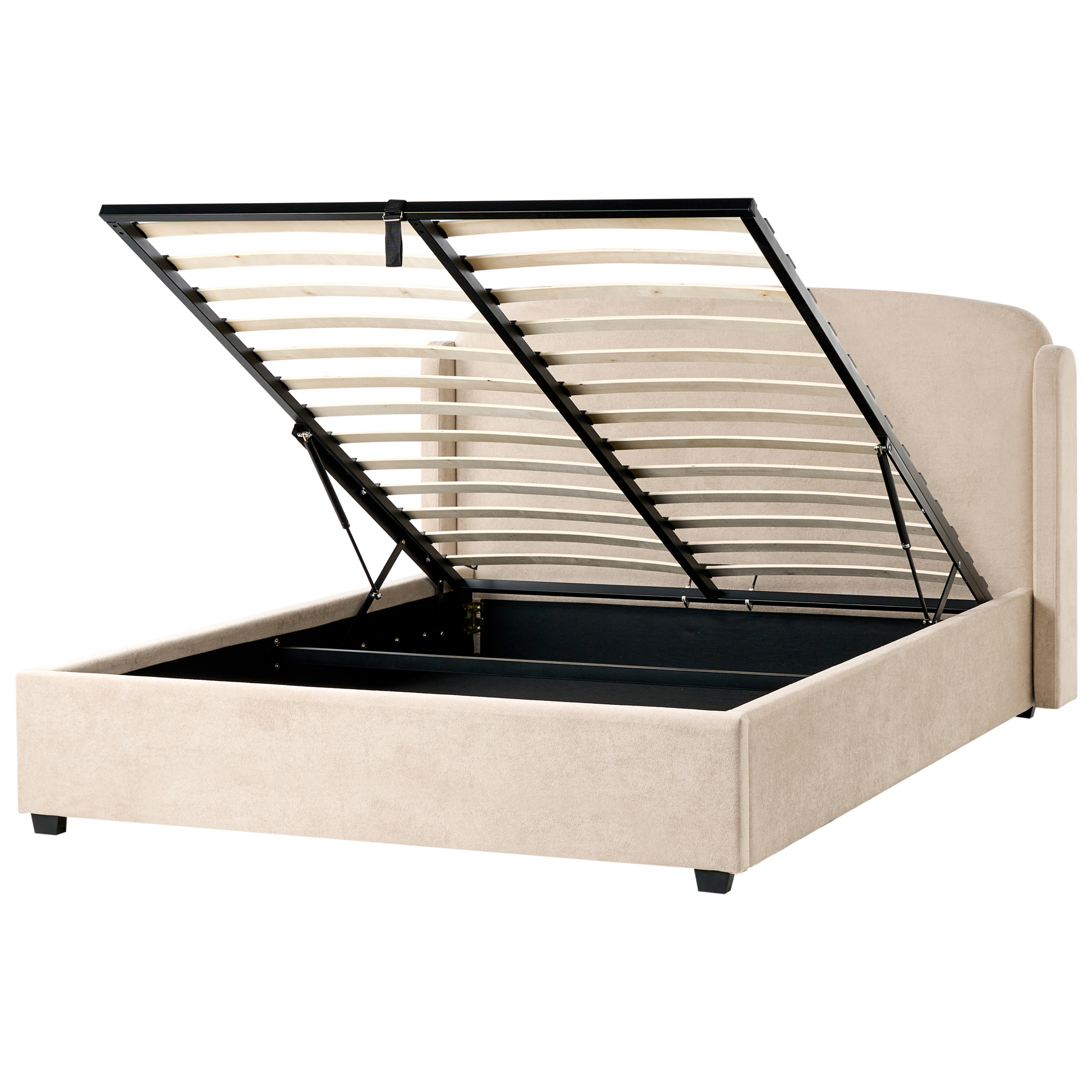 Sänky säilytystilalla kangas BERNAY 160 x 200 cm Ruskeanharmaa