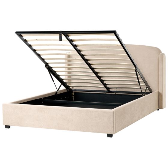 Sänky säilytystilalla kangas BERNAY 160 x 200 cm Ruskeanharmaa