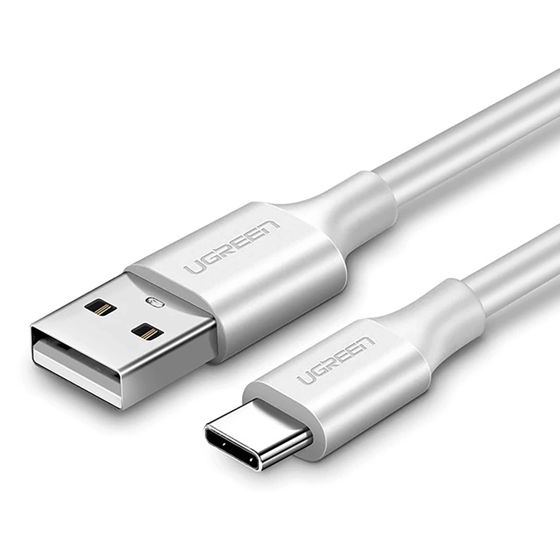 USB-A - USB-C 3A -kaapeli 1,5 m - valkoinen