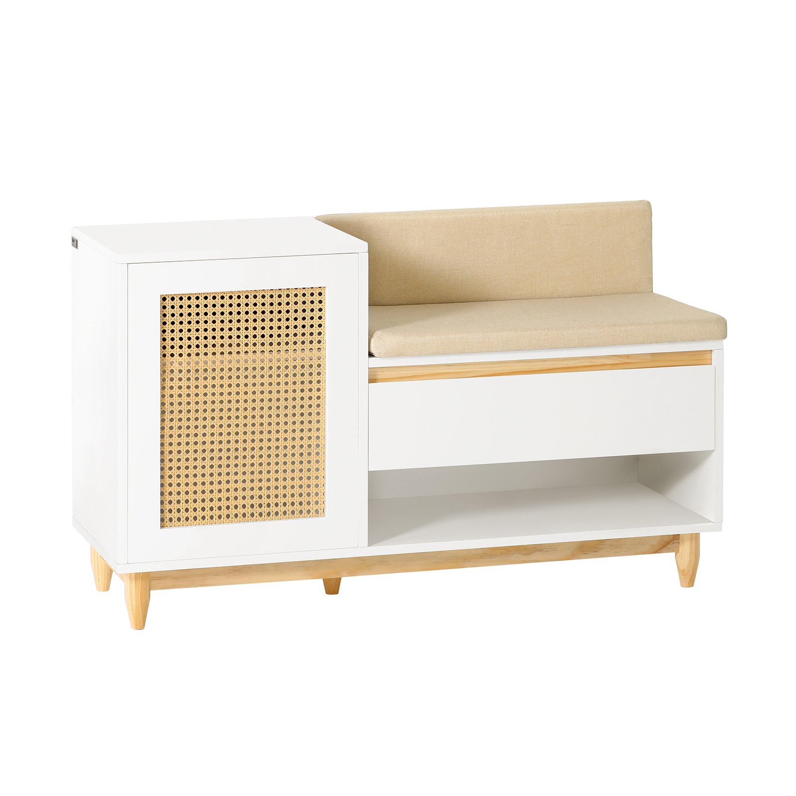 SoBuy Säilytyspenkki FSR128-W luonnonvalkoinen puukuitulevyllä