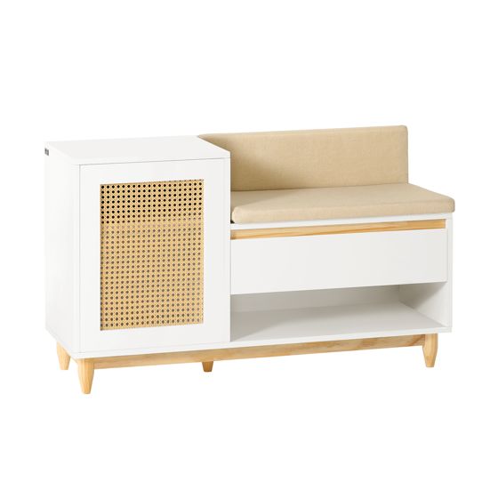 SoBuy Säilytyspenkki FSR128-W luonnonvalkoinen puukuitulevyllä