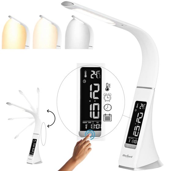 LED-pöytävalaisin yövalo säädettävä LCD-herätyskello 7W USB Rebel