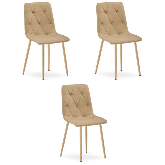 LIBRA-tuoli, ruskea kangas, puunväriset jalat (3 kpl)