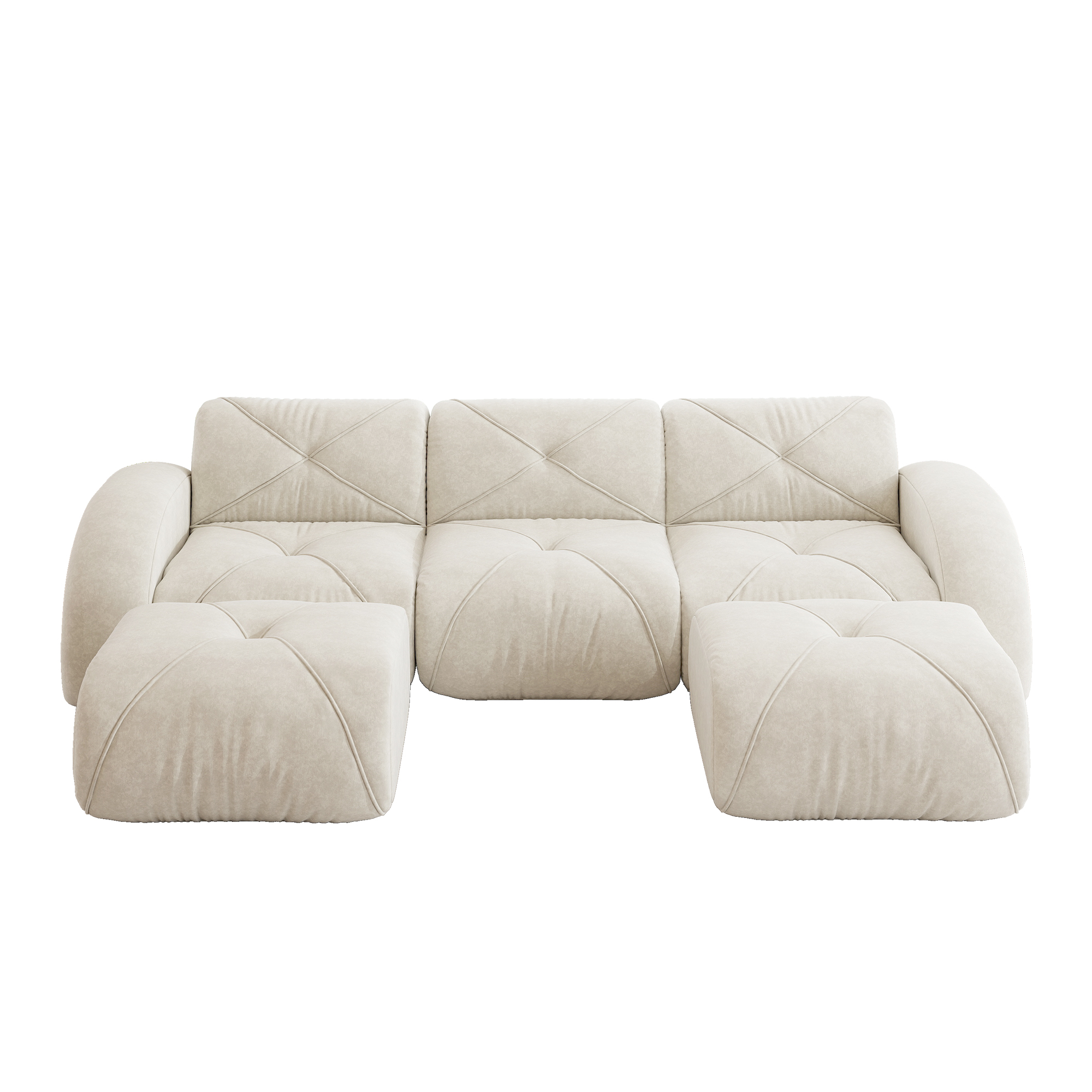 moduulisohva 3-paikkainen vaaleanbeige chenille moderni pehmeä säädettävä