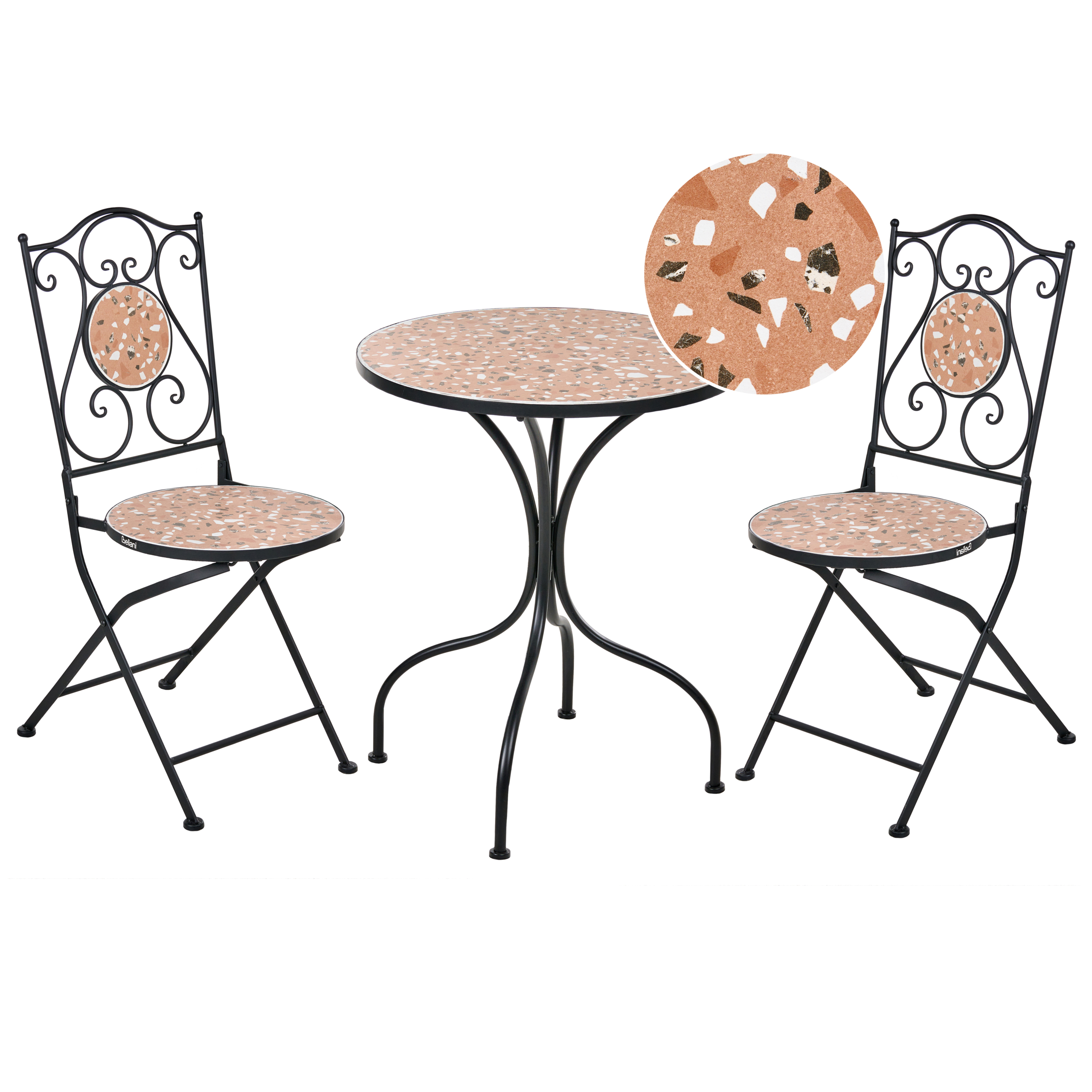 Bistrosetti taitettava ADRANO metalli Musta