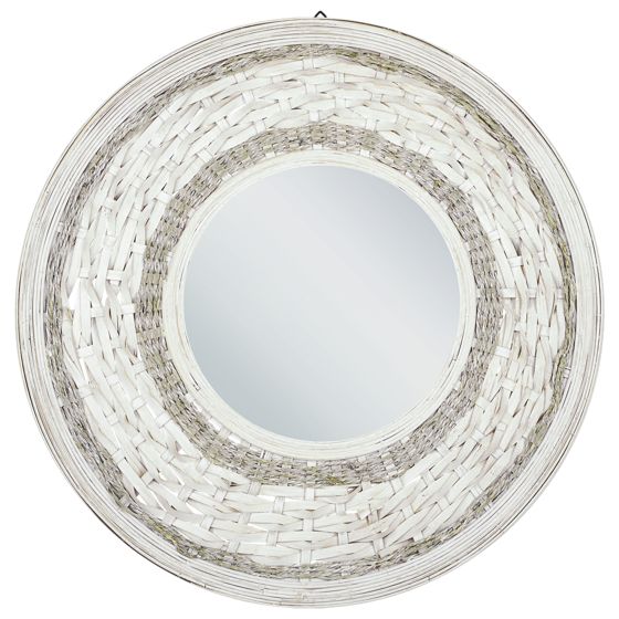 Seinäpeili SOLEDAD 61 cm 61 cm bambu Valkoinen