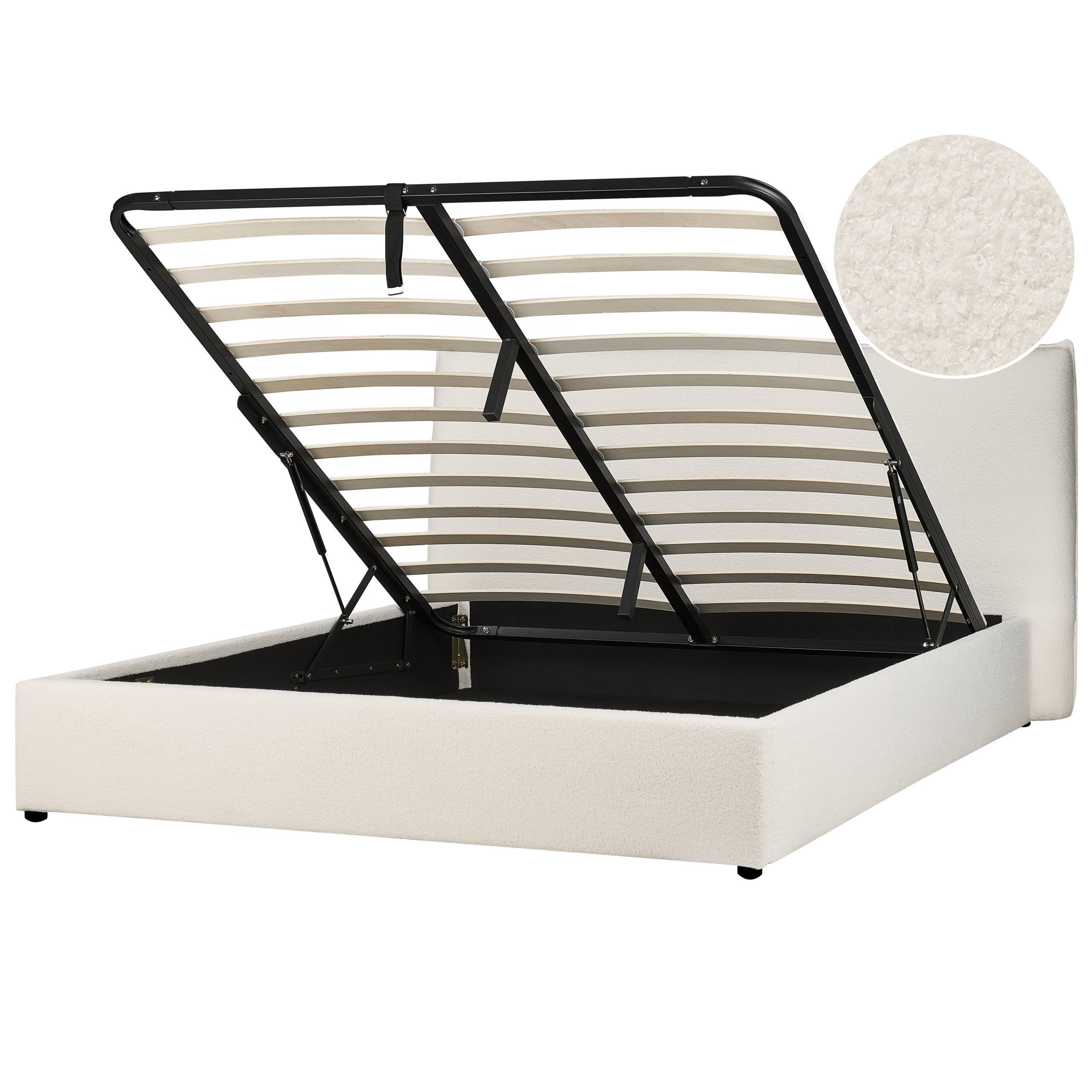 Sänky säilytystilalla buklee LAVAUR 160 x 200 cm Luonnonvalkoinen