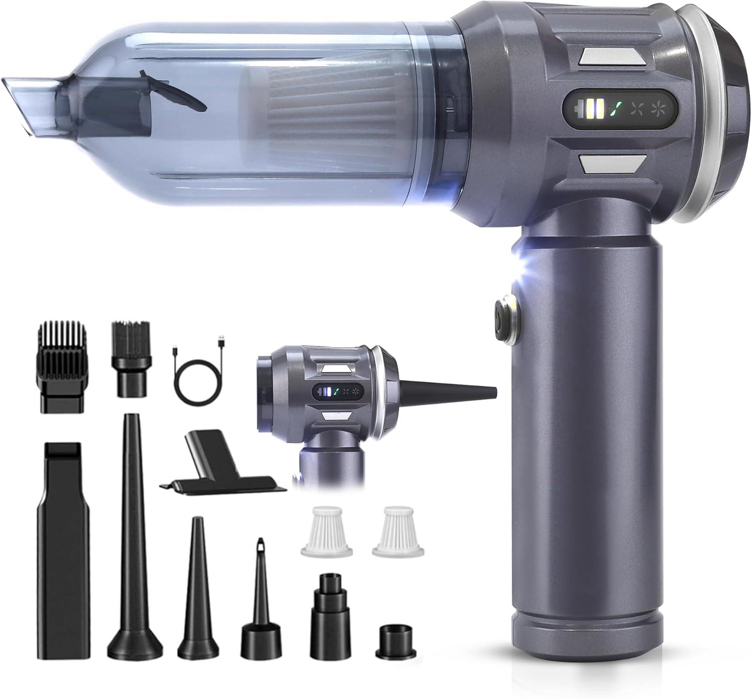 NETTLIFE Akullinen pölynimuri 17000PA - 4 in 1 auton ja kotitalouden imuri, eläinkarvoihin. Langaton, kantettava, 3 tehoaste, harjaton moottori