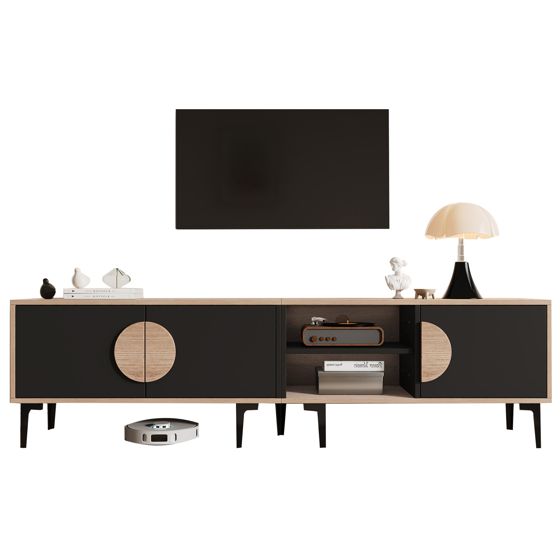 TV-taso 180x35x49 cm tammen värinen ja musta lastulevy
