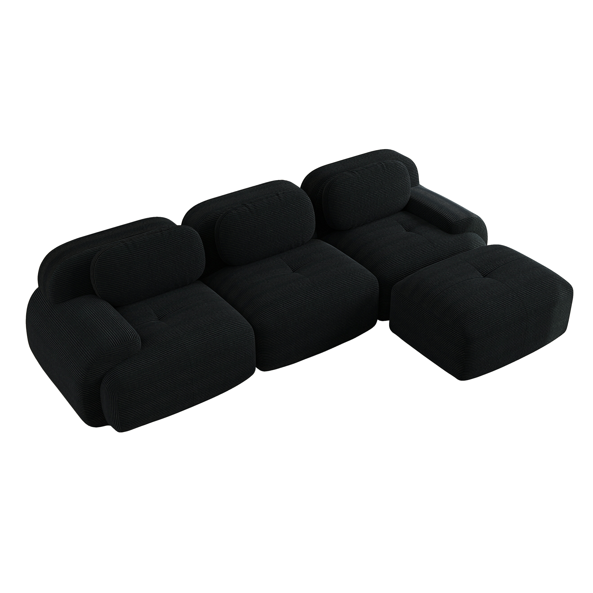 moduulisohva 4-paikkainen musta korduroy moderni ergonominen säädettävä